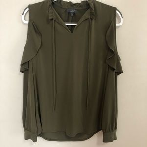 The Limited Green Blouse with Peekaboo Shoulders